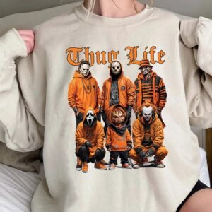 Halloween THUGLIFE Sweatshirt, Halloween Horror Characters Sweatshirt