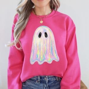 Shimmering Ghost, Iridescent Ghost, Boo, Cute Ghost Halloween Sweatshirt
