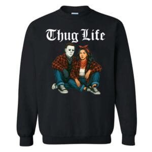 Chicano Couple Halloween Character Sweatshirt, Thug Life Horror Movie Sweatshirt