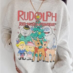 Vintage Look Rudolph Sweatshirt, Christmas Crewneck, Retro Christmas, Vintage Christmas